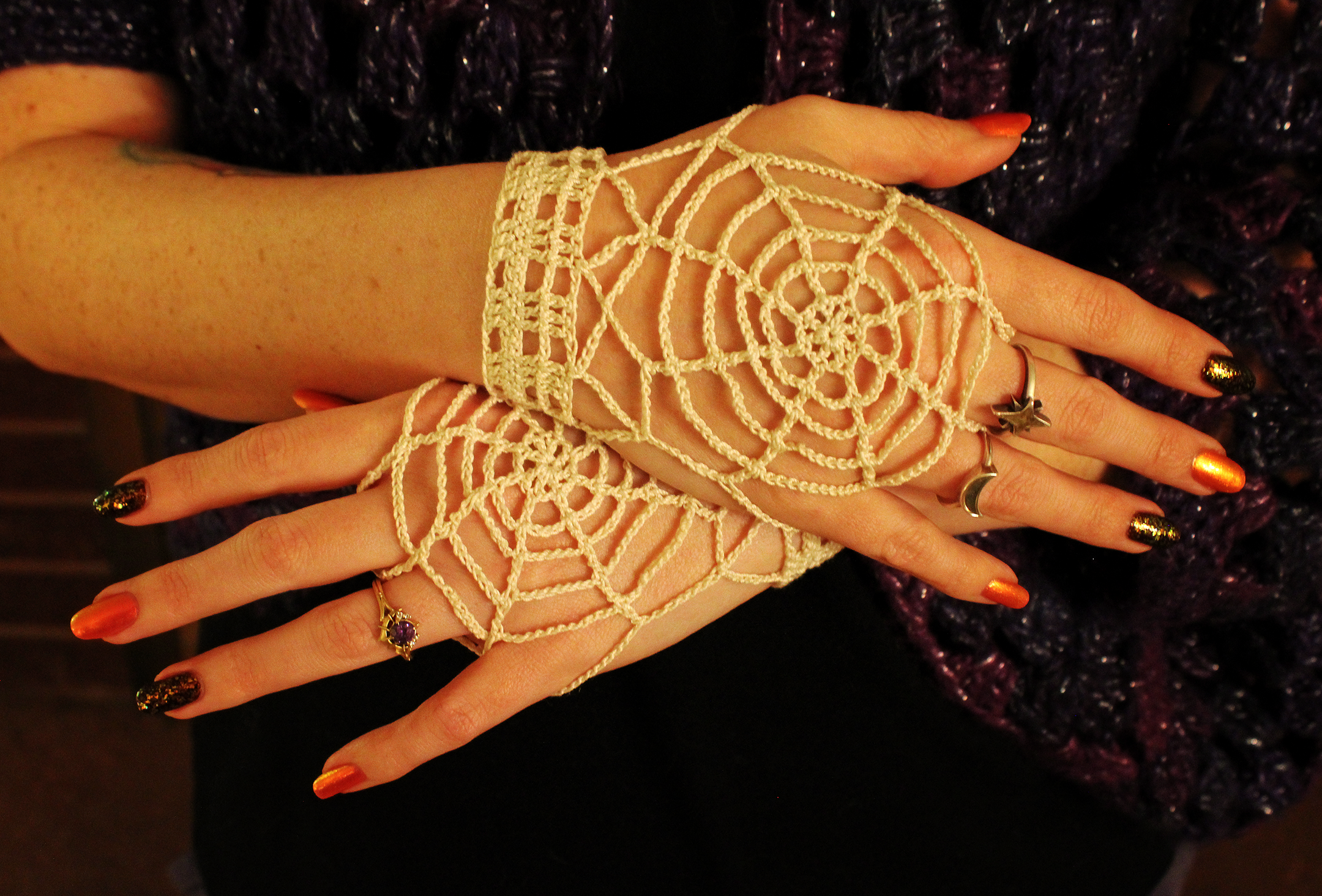 Spiderweb Mitts Crochet Pattern